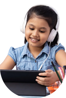 Happy student learning