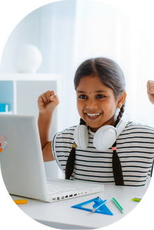 Happy student learning